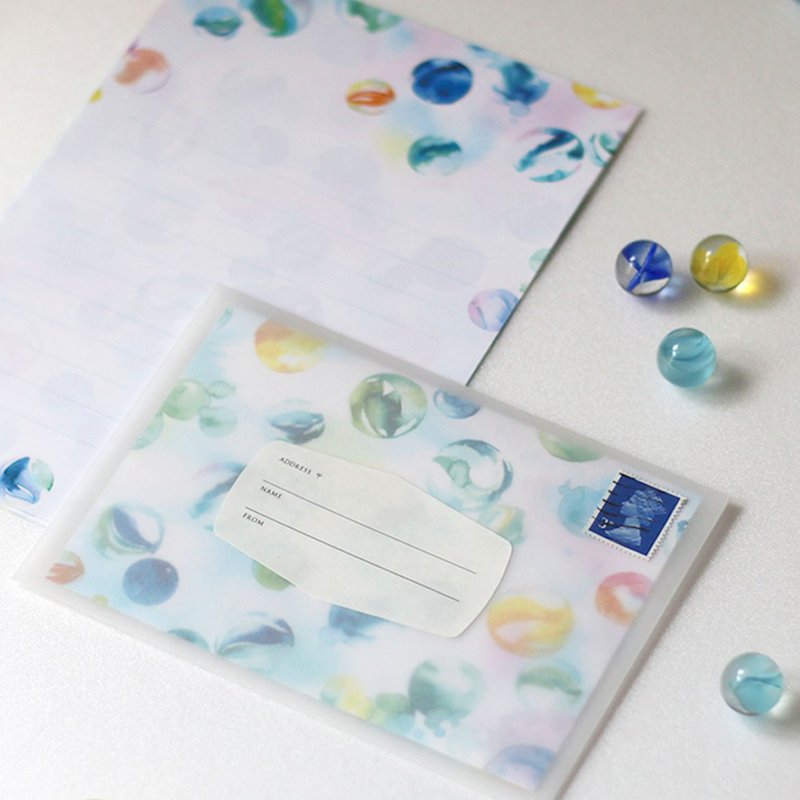 marble letter set - 信封/信纸 - 纸 蓝色