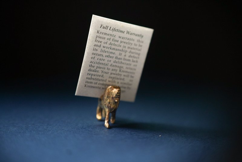 德国手工制造古董迷你黄铜卡片夹动物摆饰-狮子 - 摆饰 - 铜/黄铜 金色