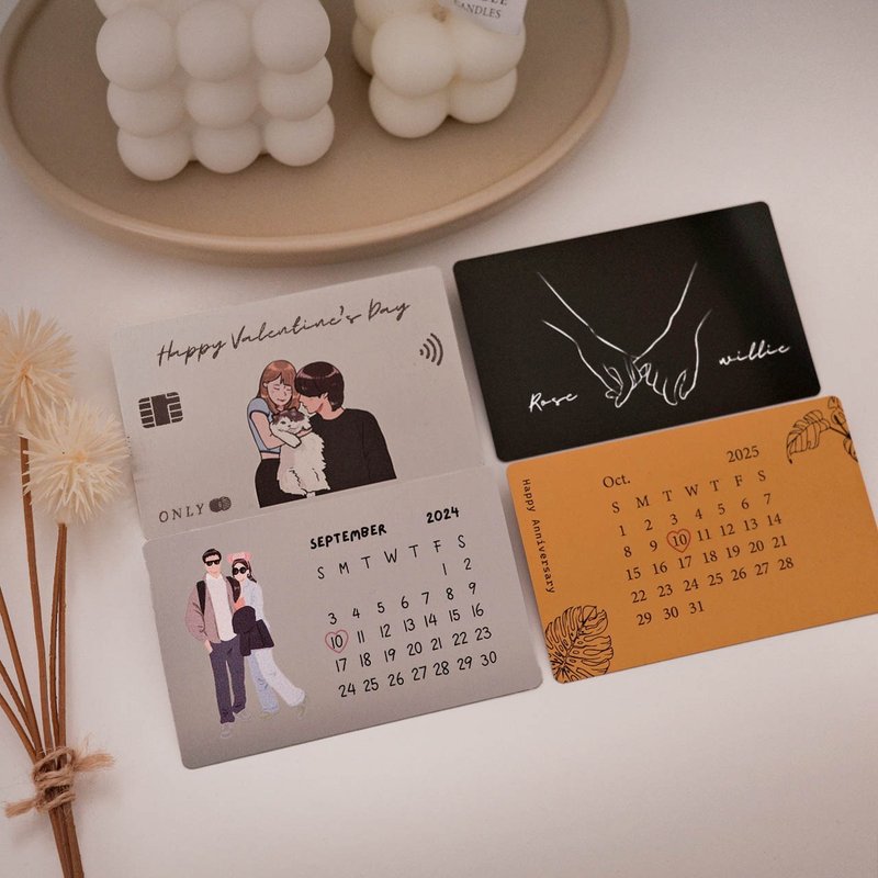 情人节定制化铝合金金属卡片 情侣纪念卡 雷射雕刻质感 浪漫礼物 - 卡片/明信片 - 其他金属 