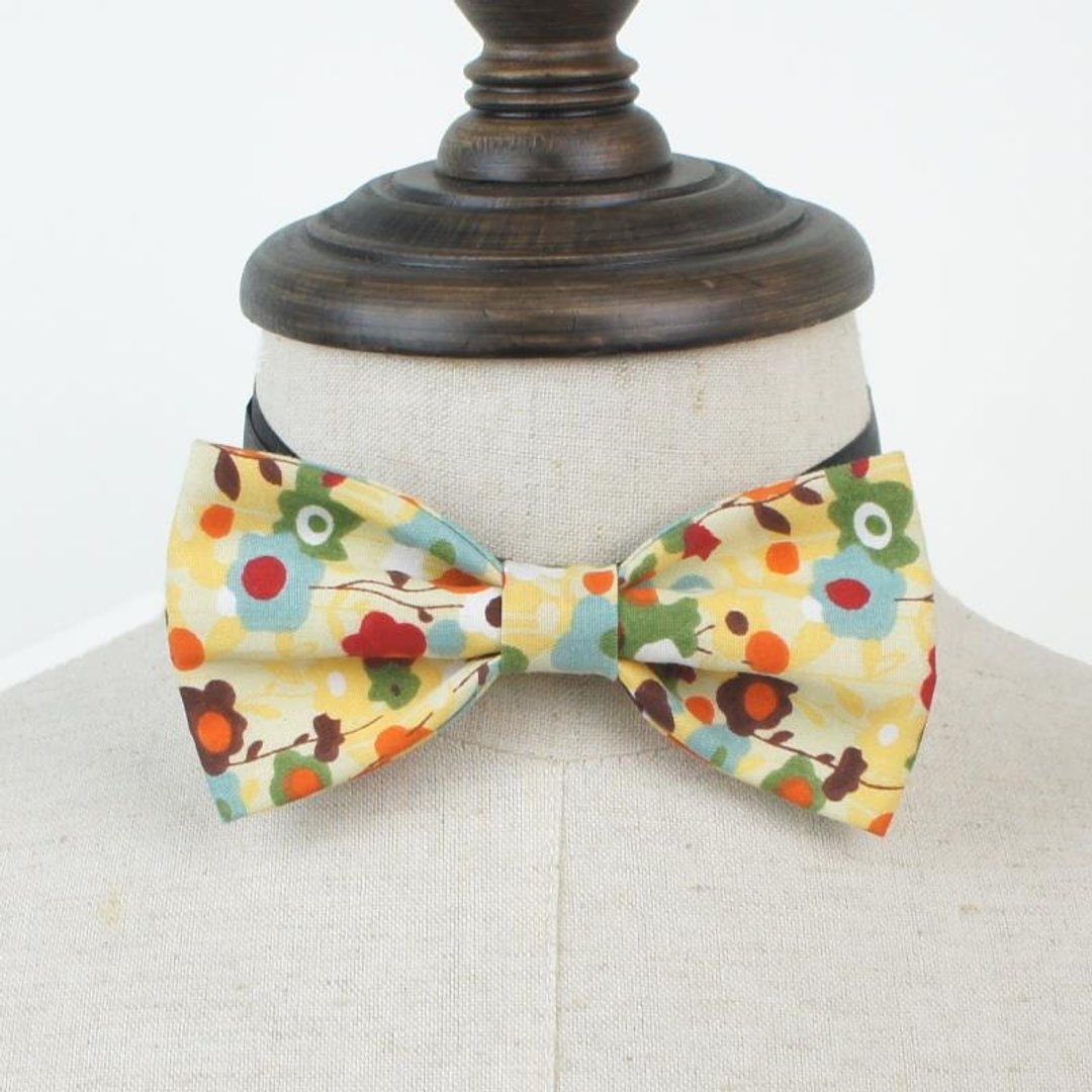 黄色多彩小花 花系列 手工领结 Bow Tie 拍摄 表演道具 - 领带/领带夹 - 棉 黄色