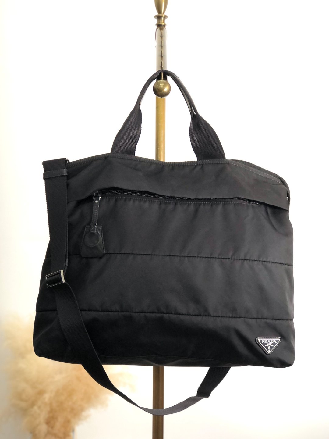 【 日本直送 名牌中古包 】PRADA 普拉达 肩背包 黑色 三角标 绉褶 尼龙 2way vintage 4s54ei - 侧背包/斜挎包 - 尼龙 黑色
