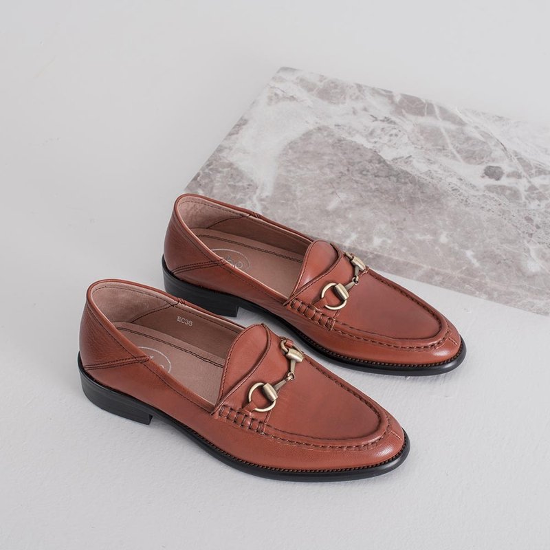 echo 铜扣马衔穆勒乐福鞋 Ec38栗子棕 - 女款休闲鞋 - 真皮 咖啡色