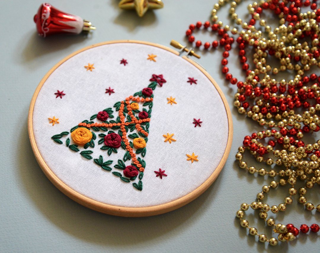 Christmas Embroidery PDF Pattern - Holiday Cross Stitch - Digital Download - 墙贴/壁贴 - 绣线 红色