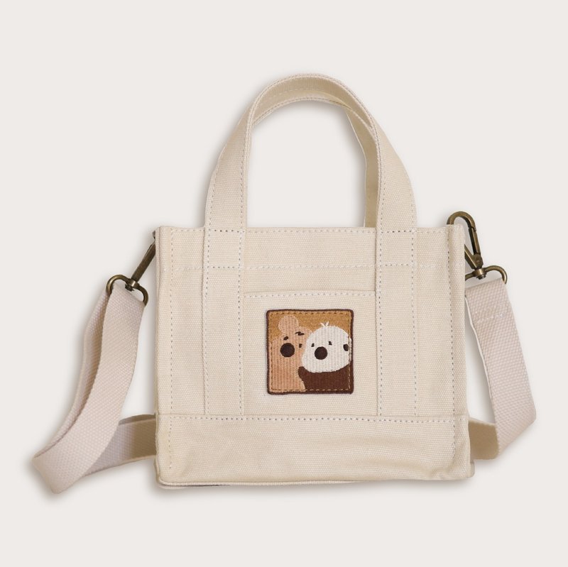 侧背帆布吐司包 - 侧背包/斜挎包 - 棉．麻 白色