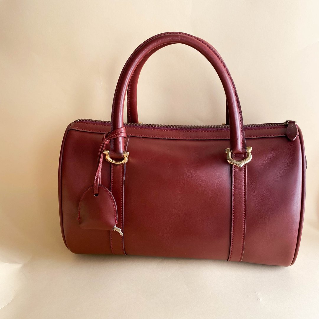 中古包Cartier卡地亚|Boston Bag|手提包|波士顿包|古着包 - 手拿包 - 真皮 红色