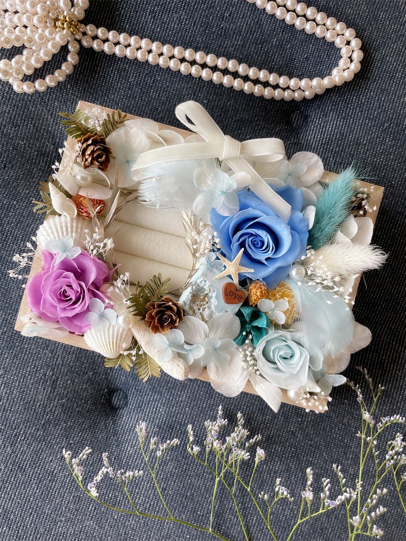 【精致戒指盒】 结婚/求婚/纪念日 【附香薰石片】 - 戒指 - 植物．花 蓝色