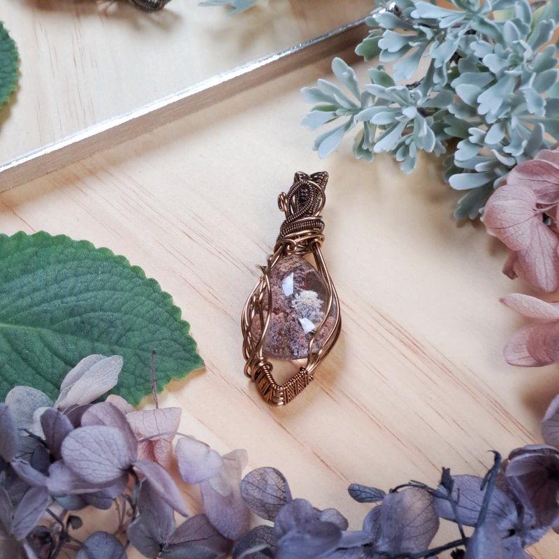 【山眠】幽暗花色 幽灵水晶坠饰 - 项链 - 水晶 透明