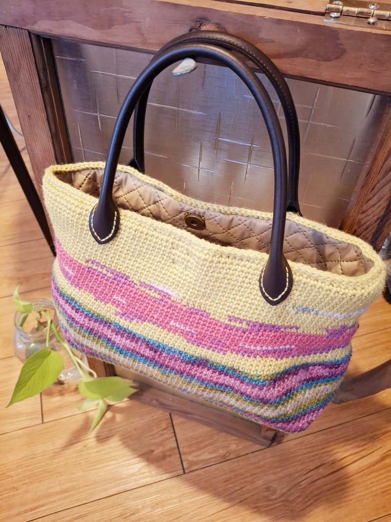 缤纷芥末托特包。梦幻织物 - 手提包/手提袋 - 羊毛 多色