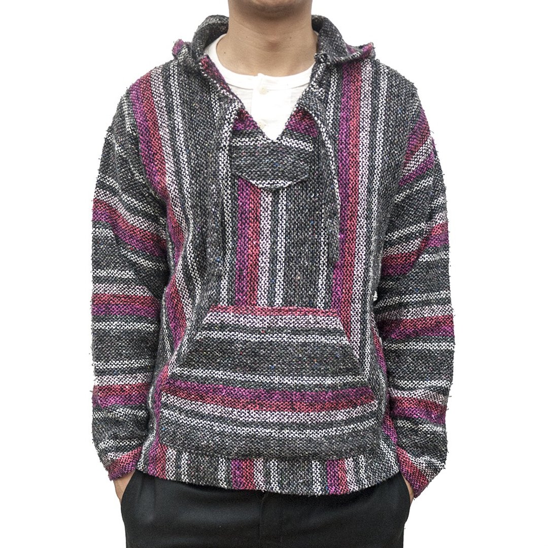 Vintage Mexican baja hoodie 墨西哥帽tee 直条纹 墨西哥制 灰红 - 中性连帽卫衣/T 恤 - 其他材质 多色