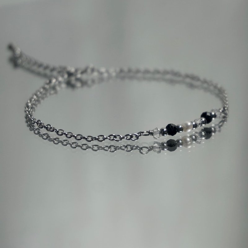 MODOMODO饰品设计 赫基蒙 淡水珍珠 黑碧玺 天然石手链 BR-00026 - 手链/手环 - 半宝石 黑色