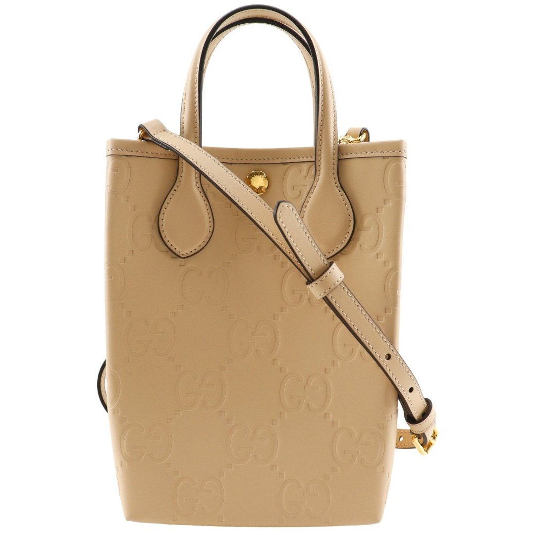 【日本直送】Gucci 古驰 Super Mini 手提包 2WAY 肩背包 Jumbo GG 790133 皮革 米色 女仕【二手品】 - 手提包/手提袋 - 真皮 咖啡色