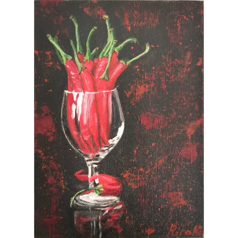 辣椒原创裱框艺术小幅食物绘画 作者 RinaArtSK - 墙贴/壁贴 - 其他材质 多色