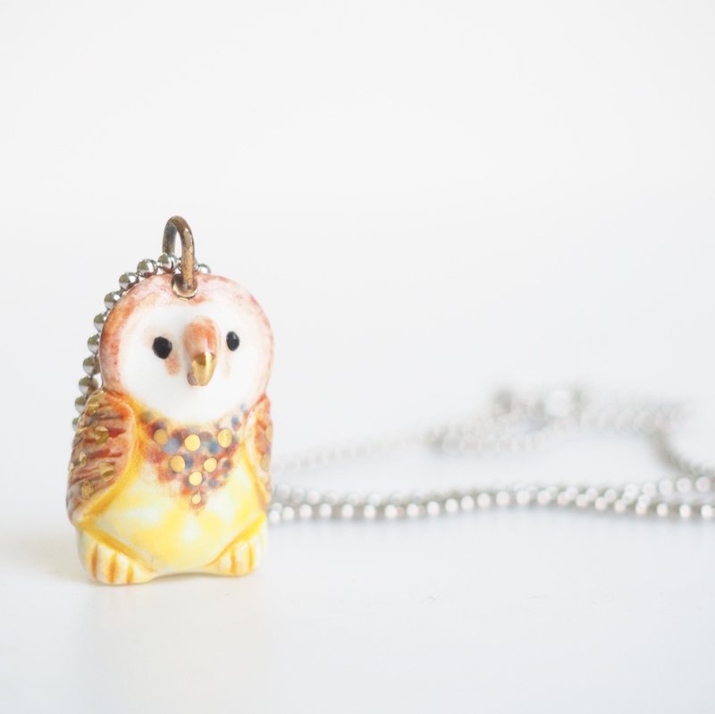 猫头鹰白瓷项链 - 项链 - 瓷 