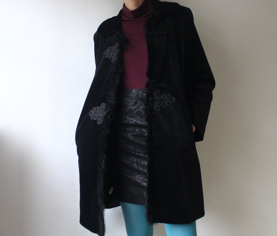 FOAK 古着 /库存新品/黑色盘扣羊毛大衣外套 - 女装休闲/机能外套 - 羊毛 