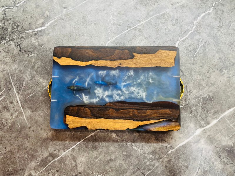 黑柿木鲸鱼海洋茶盘摆饰 - 茶具/茶杯 - 树脂 蓝色