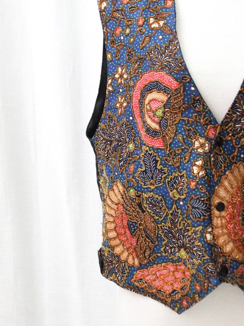 【RE0720T152】复古图腾古着背心 - 女装背心 - 聚酯纤维 橘色