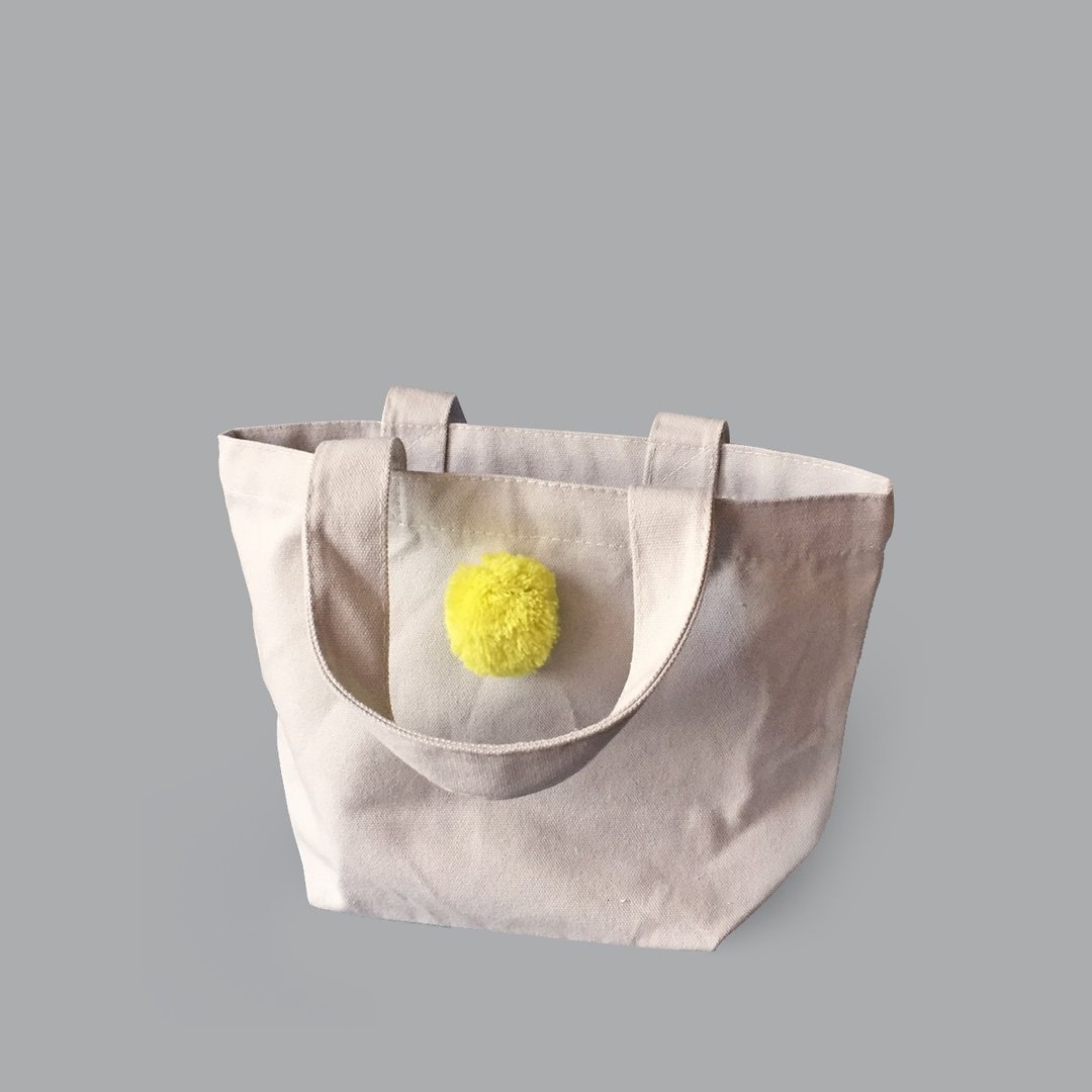毛球灰白帆布 便当袋/环保小提袋( 3色 ) - 手提包/手提袋 - 棉 