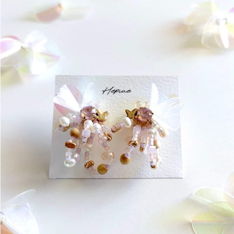 flarelet (Pink) : earring / pierce - 耳环/耳夹 - 水晶 粉红色