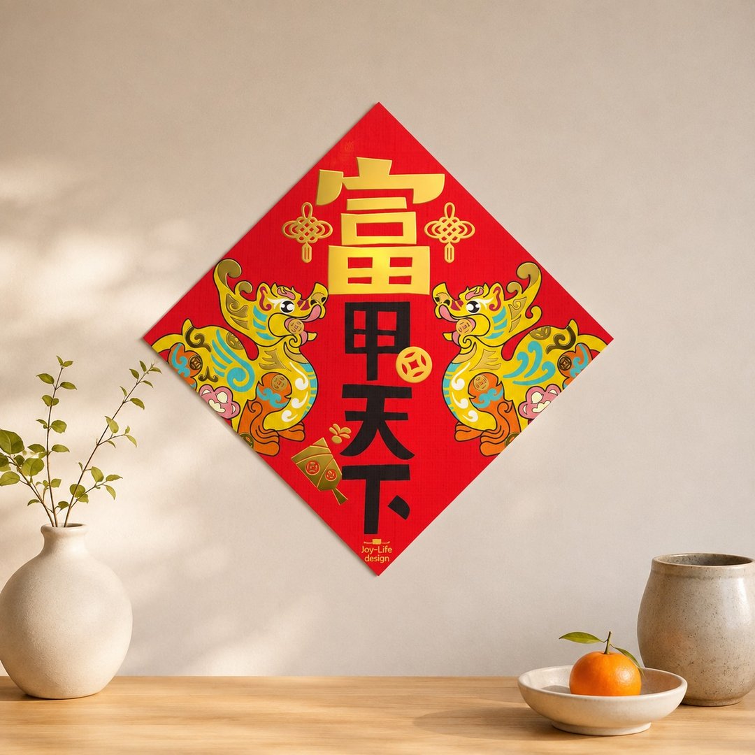 富甲天下烫金春联 貔貅 斗方 厚磅 - 红包/春联 - 纸 红色