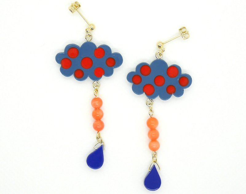 Rain Cloud Earrings - 耳环/耳夹 - 塑料 多色