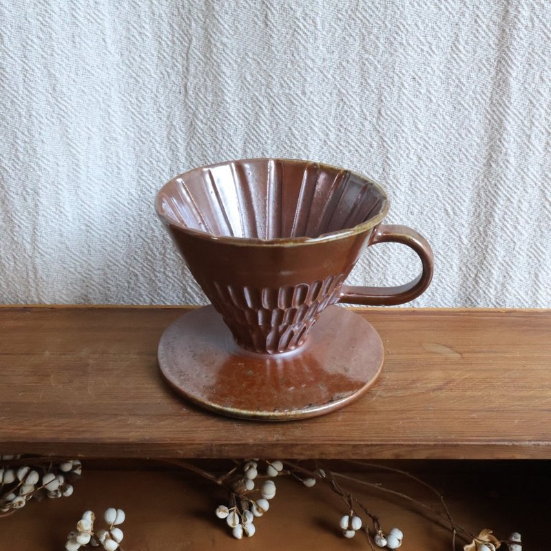 咖啡 柴烧陶手冲滤杯 - 咖啡壶/周边 - 陶 咖啡色