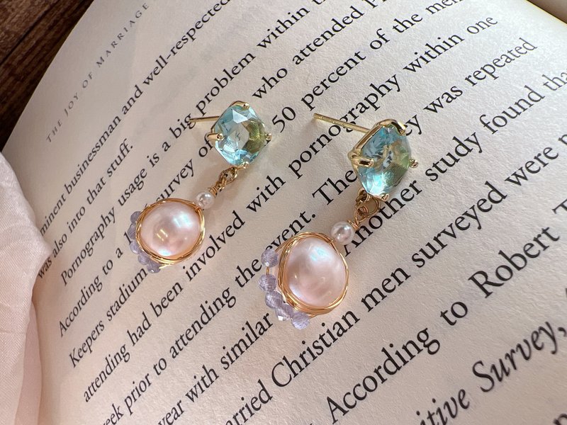 天然珍珠耳环 - 耳环/耳夹 - 其他材质 金色