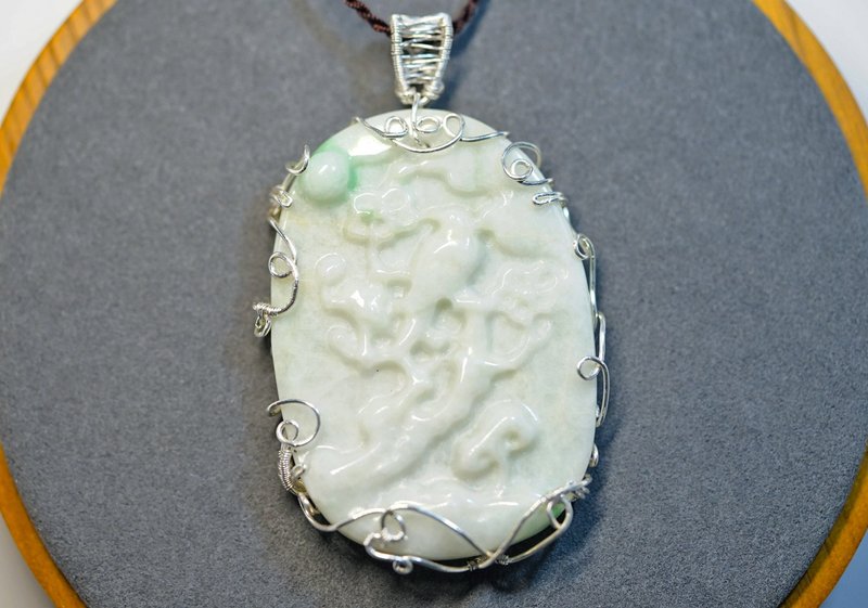 纯手工银绕线翡翠玉项链 - 项链 - 玉石 多色