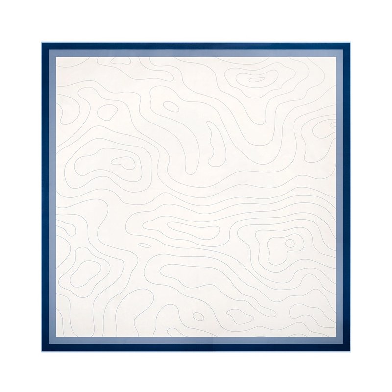 retar 蓝边细纹原创桑蚕丝斜纹围巾披肩大小丝巾方丝真丝法式复古 - 丝巾 - 丝．绢 