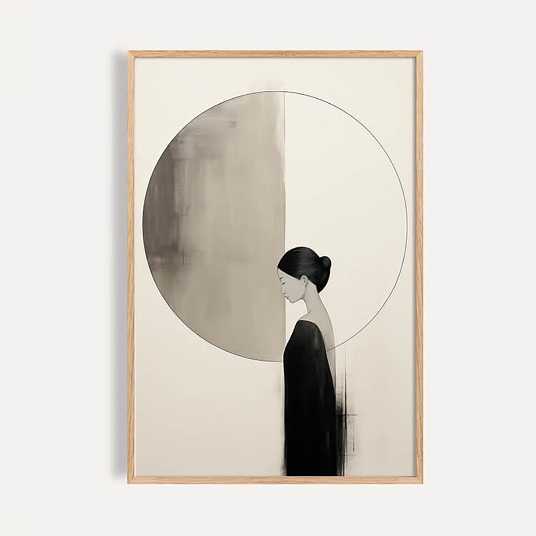 灰度月影 / 日式侘寂仕女装饰画 - 海报/装饰画/版画 - 纸 
