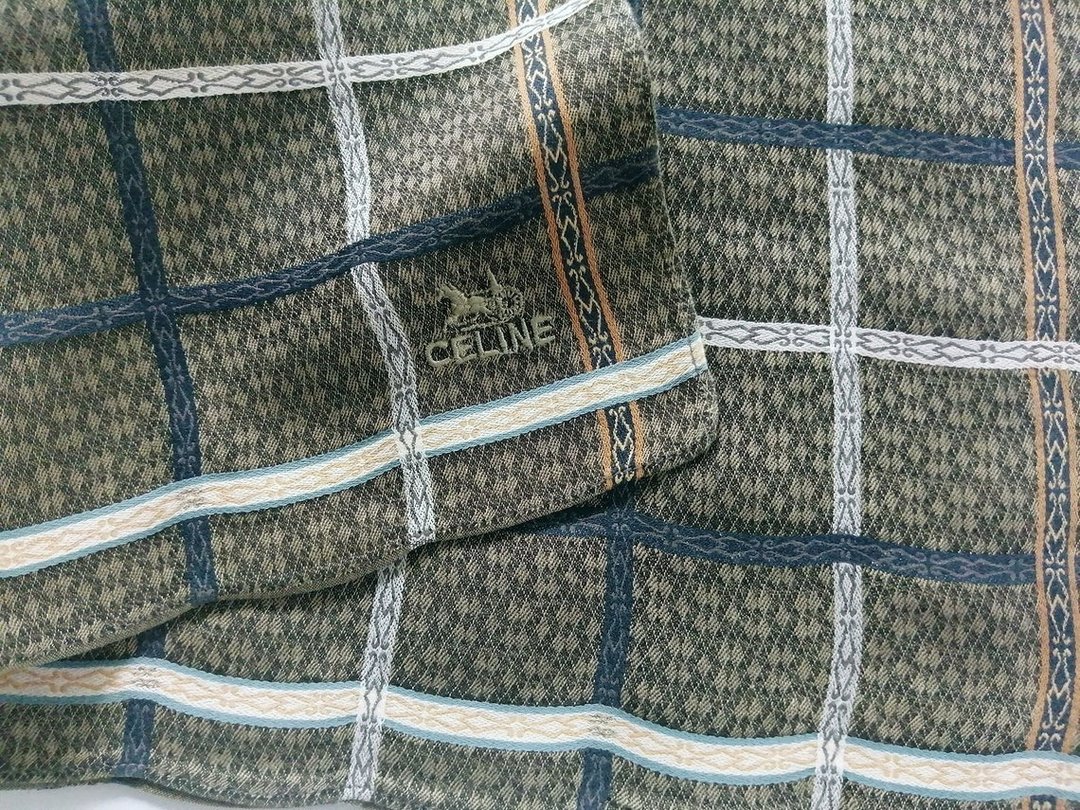 Celine 古董手帕 织纹布料 18.5 x 17.5 英寸 - 手帕/方巾 - 棉．麻 卡其色