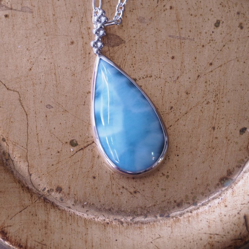 拉利玛 天然海纹石 手工纯银项链 Larimar Sterling Silver - 项链 - 半宝石 蓝色