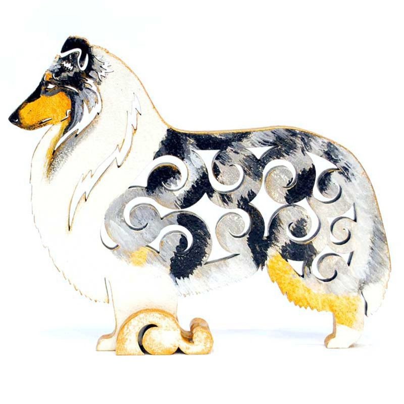 Statuette Collie, Scottish Shepherd dog, figurine made of wood - 摆饰 - 木头 