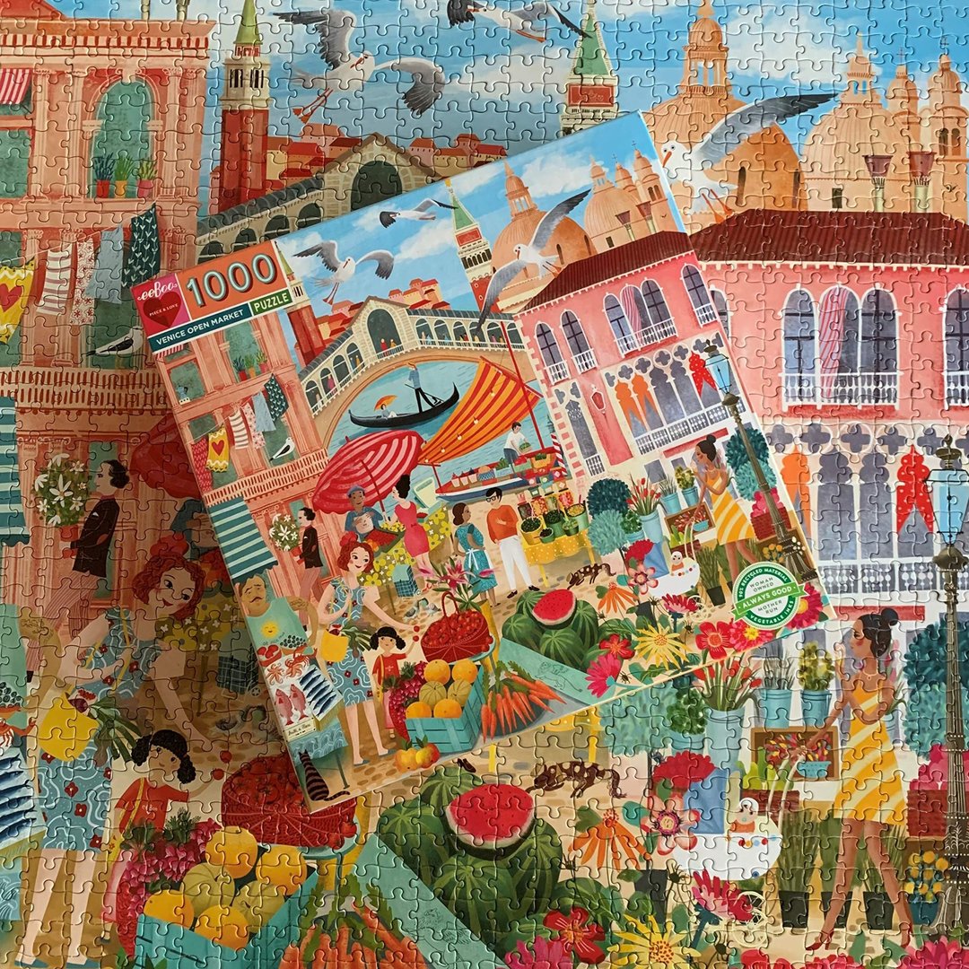 eeBoo 1000片拼图-威尼斯露天市集Venice Open Market 1000 Piece - 拼图 - 纸 橘色