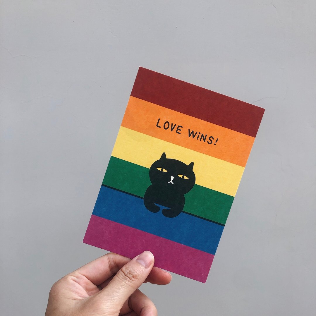 Love wins 坏猫咪 爱赢了/ 明信片 - 卡片/明信片 - 纸 