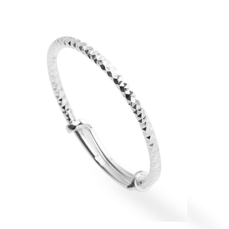 【童乐绘金饰】儿童纯银手镯手环 经典机刻 (弥月银饰 满月礼) - 满月礼盒 - 纯银 银色