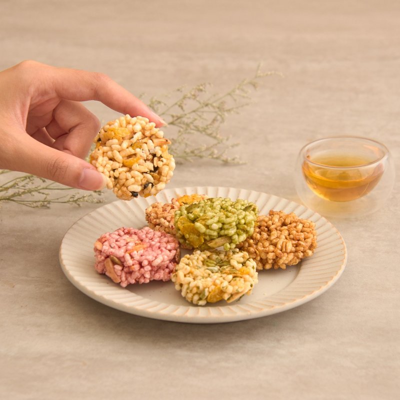 【快速出货】酱香米饼礼盒 18入 | 手工饼干/素食/中秋礼盒 - 手工饼干 - 新鲜食材 金色