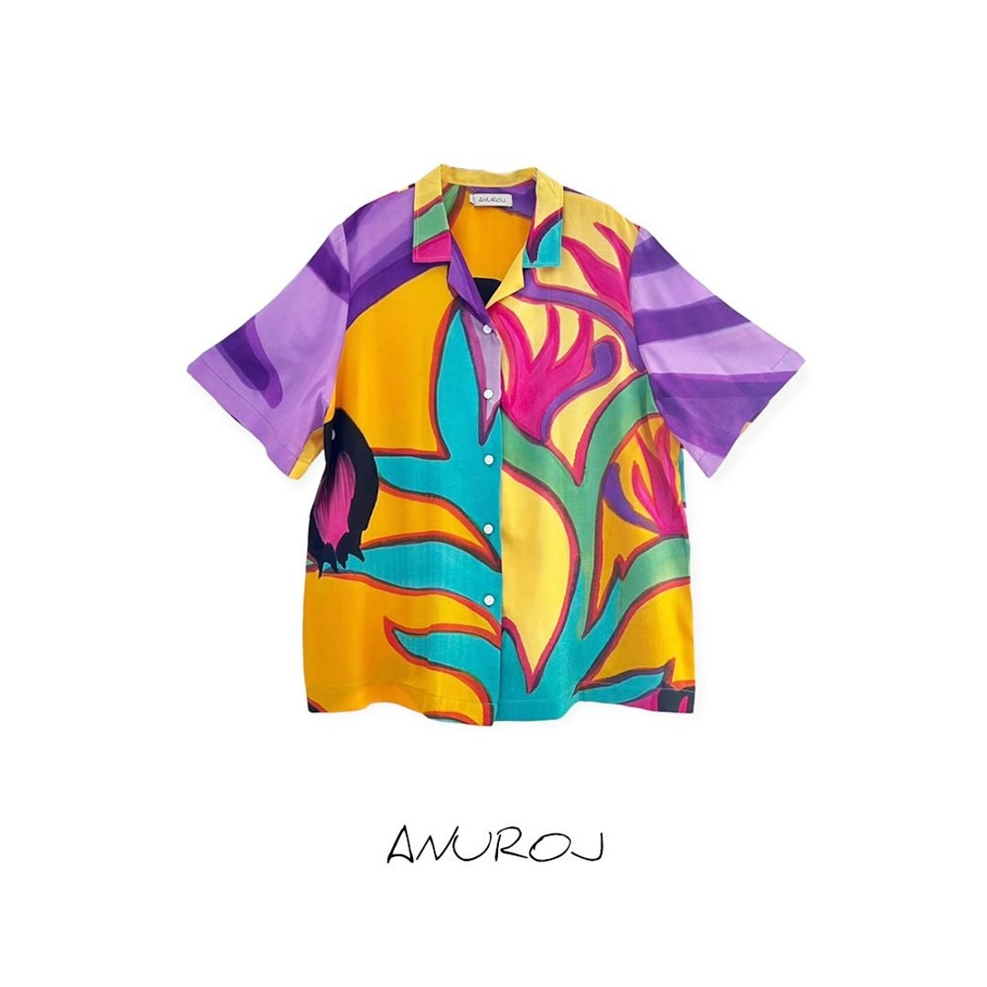 Hawaii Shirt Cotton Rayon For Summer Beach Vacation - 女装上衣 - 棉 黄色