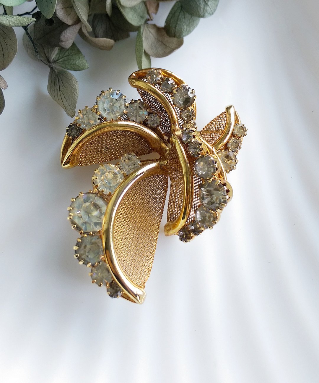 Vintage Jewelry  金属镀金 立体 花瓣细网 别针 - 徽章/别针 - 其他金属 金色