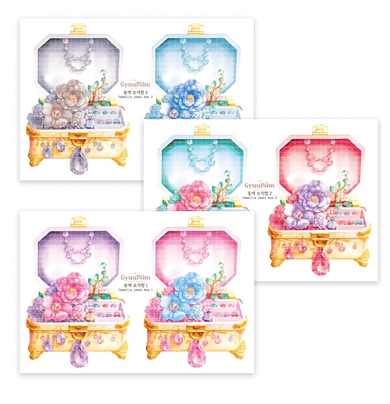 山茶花首饰盒贴纸 - 贴纸 - 纸 