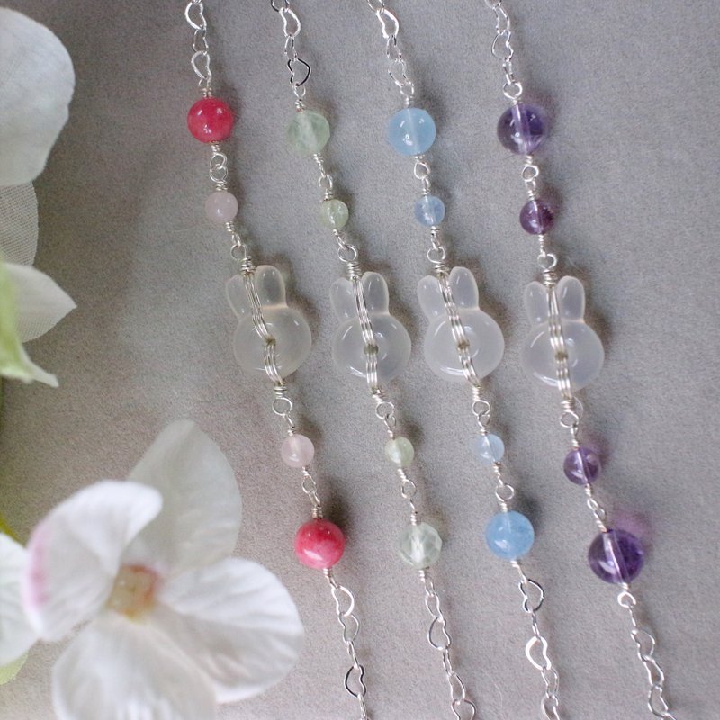 Six Cats 天然水晶 兔头平安扣 水晶手链 礼物 - 手链/手环 - 水晶 