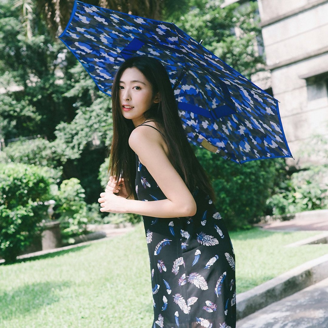 【Carry Umbrella】战地迷彩反向伞(旅行者/21寸) - 雨伞/雨衣 - 防水材质 蓝色