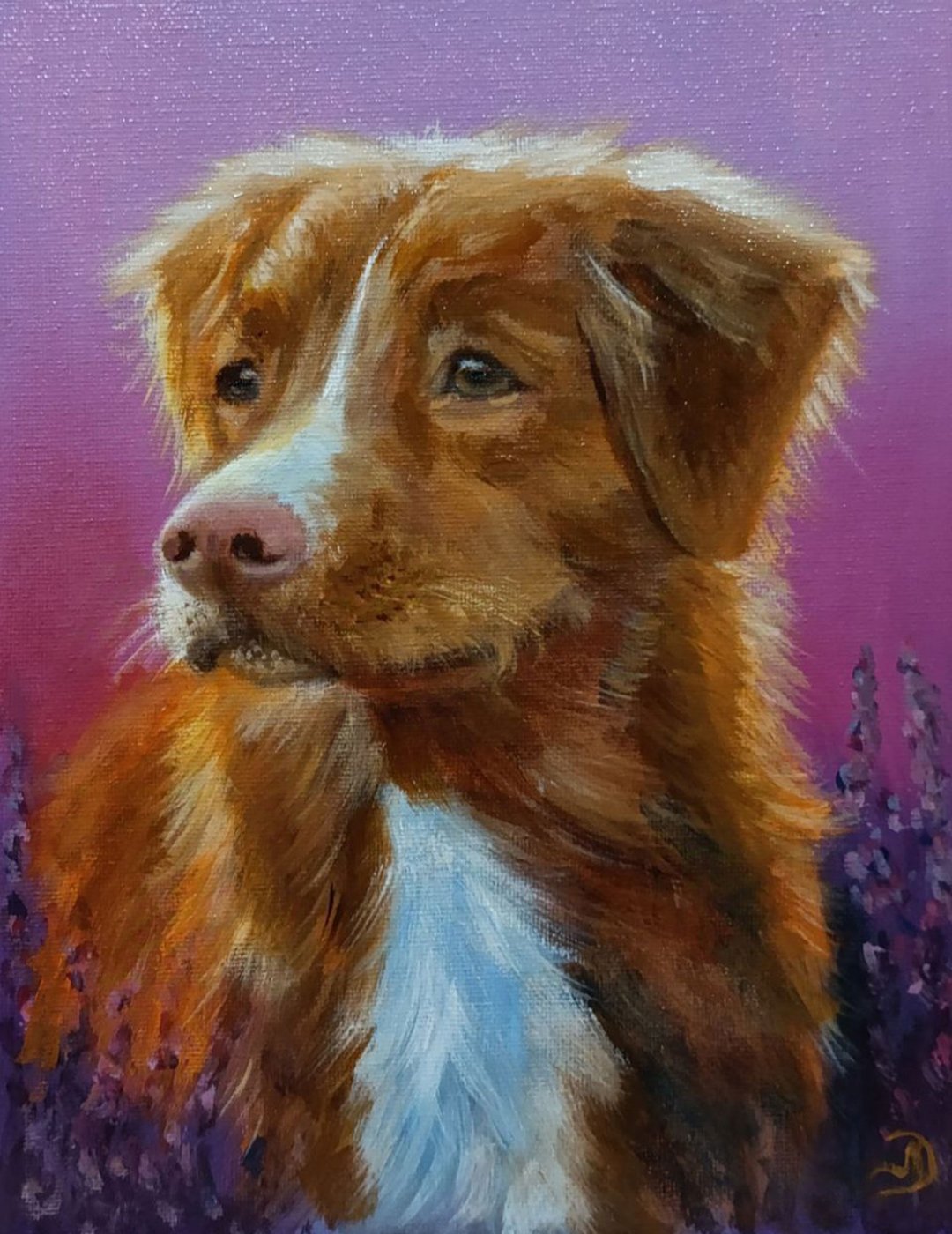 猎犬绘画原创艺术狗油画帆布画 - 海报/装饰画/版画 - 棉 橘色