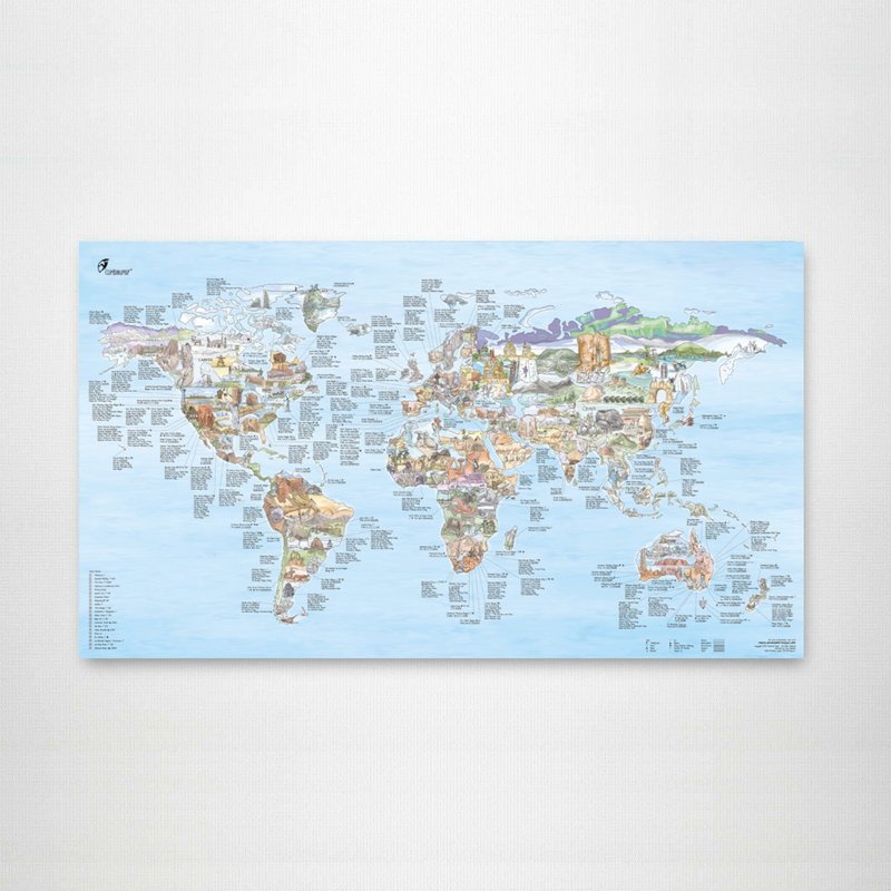 冲浪胜地世界地图海报 - 地图 - 纸 多色