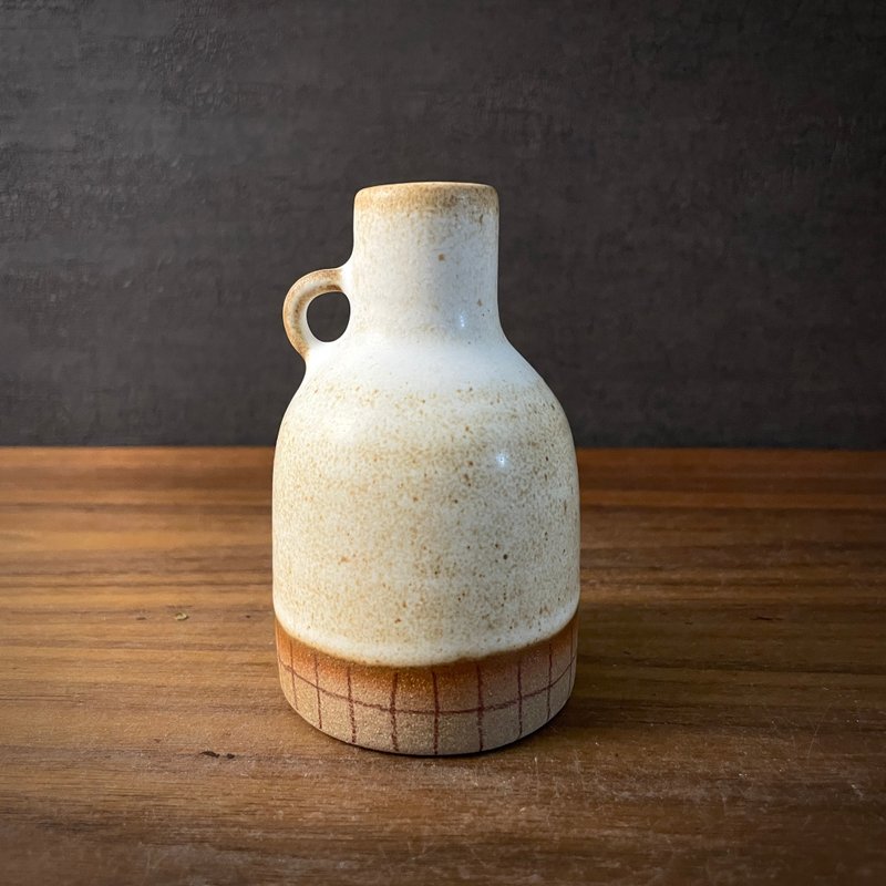 【 小丸花器 】 格子 一轮插  花器 花瓶 - 花瓶/陶器 - 陶 咖啡色