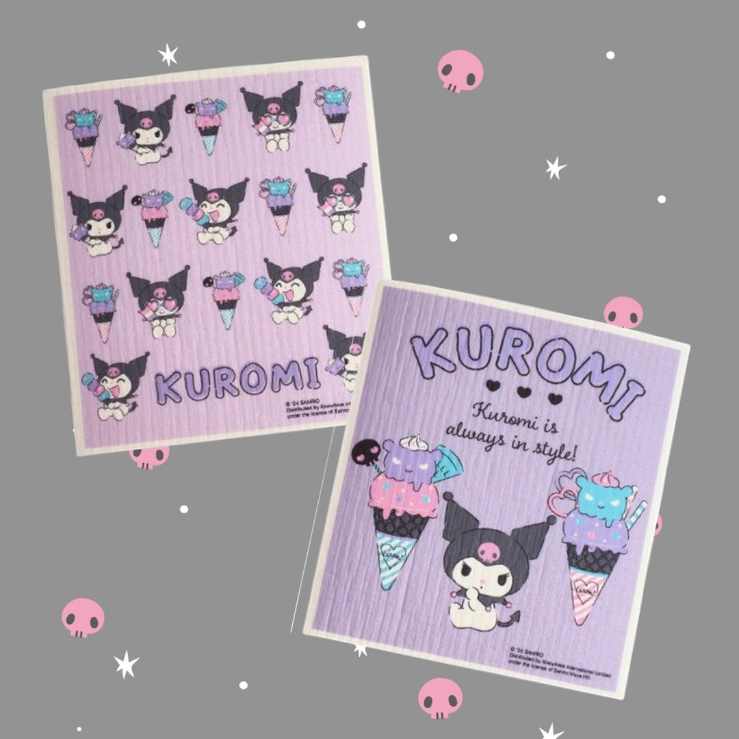 SANRIO正版授权 KUROMI 木桨棉清洁布(2件装) - 碗盘清洁 - 其他材质 紫色