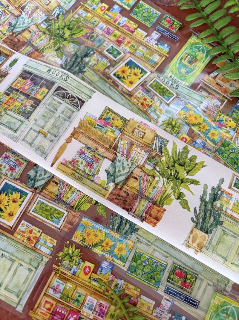 书垒迷宫 本屋 / 本棚 / お店の風景 水彩 PET 和紙膠帶 - 纸胶带 - 其他材质 多色
