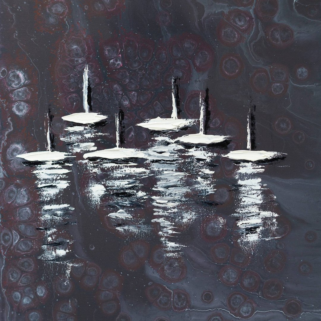 天鹅画 天鹅湖 原创艺术摘要 白鸟游泳水动物 - 海报/装饰画/版画 - 其他材质 黑色