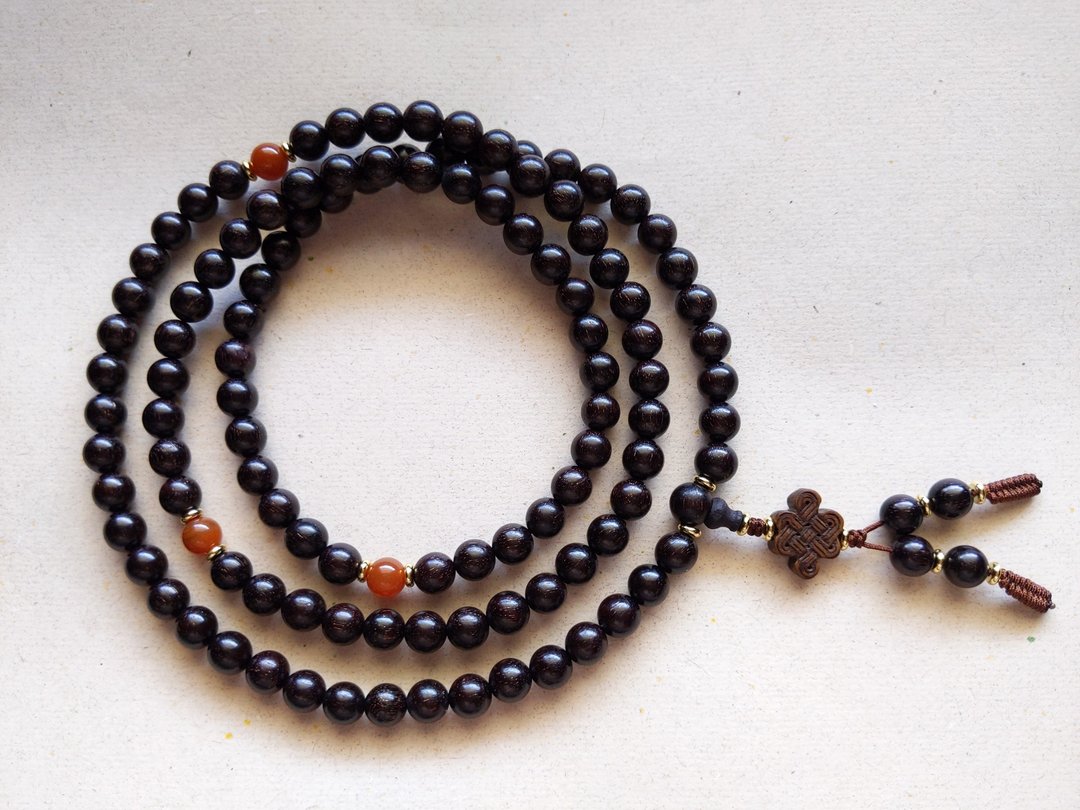 ORLI Jewelry 天然金星小叶紫檀108颗念珠 印度小叶紫檀带金星 - 项链 - 木头 咖啡色