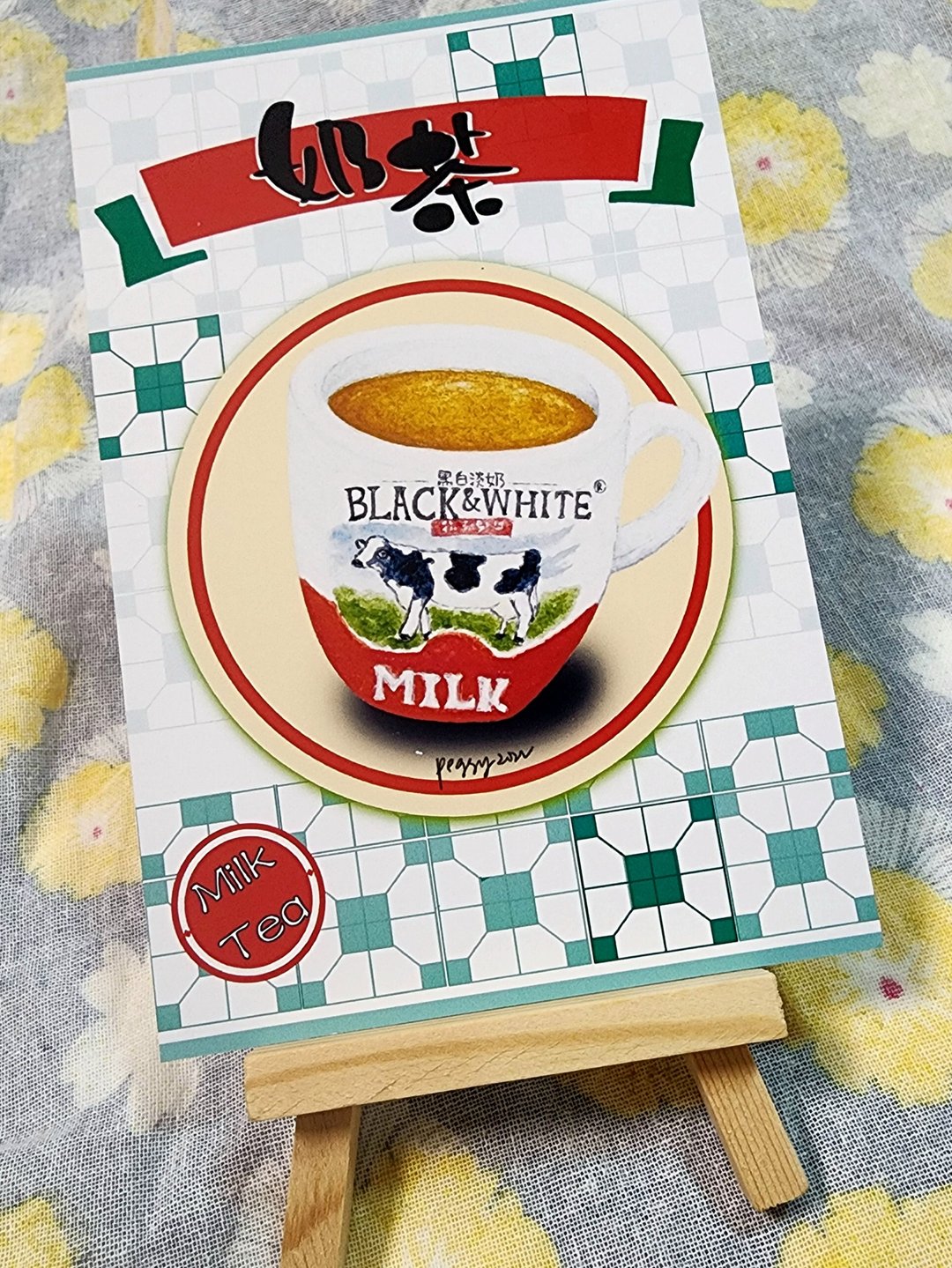 明店片 香港茶餐厅 水彩手绘奶茶  4×6寸 - 卡片/明信片 - 纸 绿色