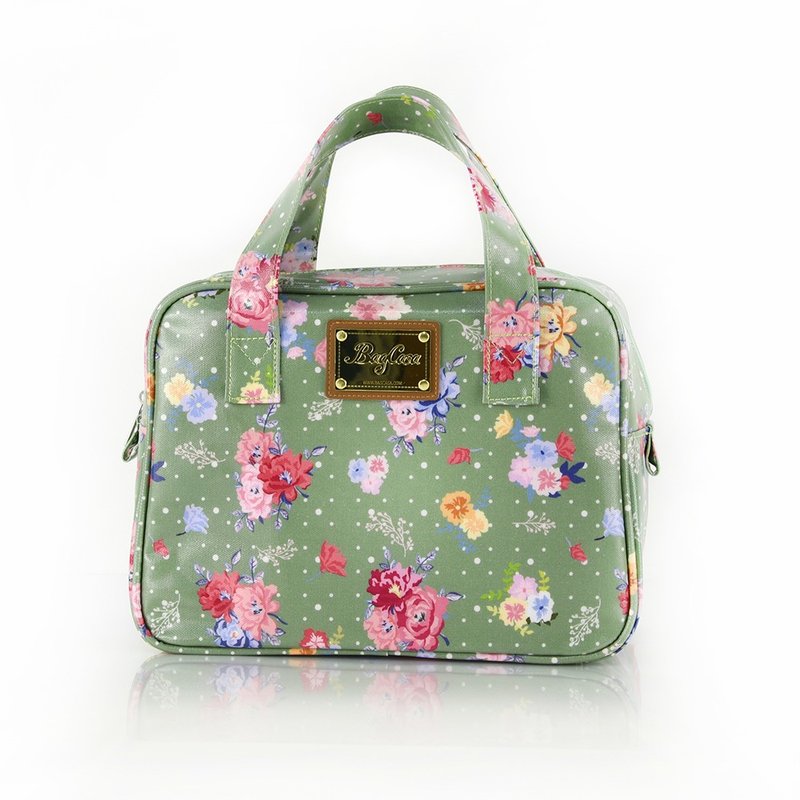 英格兰玫瑰防水拉链小方包-抹绿 - 手提包/手提袋 - 棉．麻 绿色